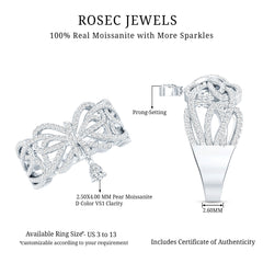 Women's Moissanite Designer Engagement Ring in 14K Gold Plated Silver