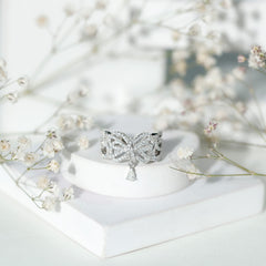 Women's Moissanite Designer Engagement Ring in 14K Gold Plated Silver