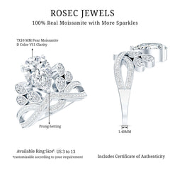Vintage Inspired Moissanite Huge Engagement Ring