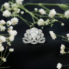 Vintage Inspired Moissanite Huge Engagement Ring