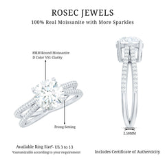 Moissanite 2 CT Engagement Ring with Split Shank