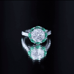 Certified 3 Carat Moissanite Designer Engagement Ring With Emerald