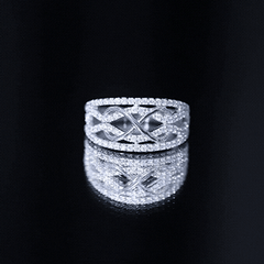 Designer Moissanite Infinity Anniversary Band in Silver