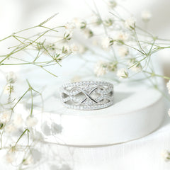 Designer Moissanite Infinity Anniversary Band in Silver