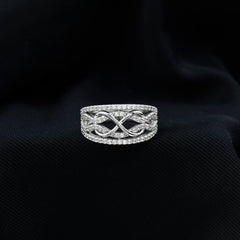 Designer Moissanite Infinity Anniversary Band in Silver