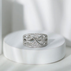 Designer Moissanite Infinity Anniversary Band in Silver