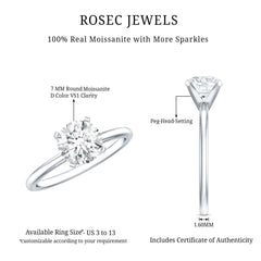 Peg Headset Solitaire Moissanite Ring for Women