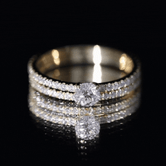 Round Cut Moissanite Engagement Ring with Eternity Band