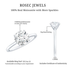 Brilliant Cut Moissanite 2 Carat Engagement Ring