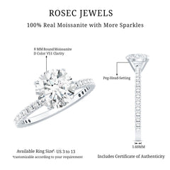 Peg Head Set Moissanite Solitaire Engagement Ring