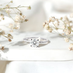 Certified Round Moissanite 4 CT Engagement Ring with Side Stones