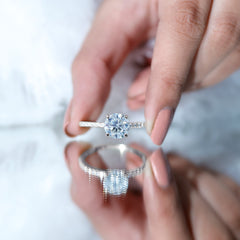 Certified Round Moissanite 4 CT Engagement Ring with Side Stones