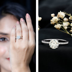 Certified Round Moissanite 4 CT Engagement Ring with Side Stones