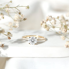 Certified Round Moissanite 4 CT Engagement Ring with Side Stones