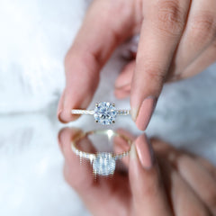 3 Carat Brilliant Cut Moissanite Classic Engagement Ring In Gold Plated Silver