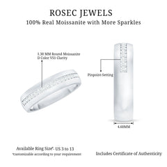 Certified Moissanite Classic Wedding Band Ring