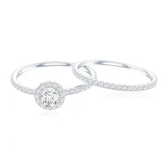 Certified Moissanite Halo Bridal Ring Set