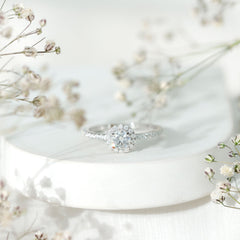 1.25 CT Moissanite Classic Halo Engagement Ring