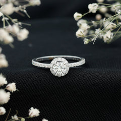 1.25 CT Moissanite Classic Halo Engagement Ring
