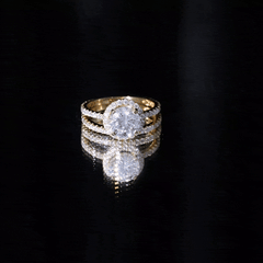 8 MM Round Shape Moissanite Halo Wedding Ring Set