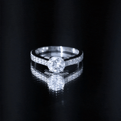 Certified 8 MM Moissanite Solitaire Engagement Ring With Side Stones