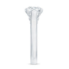 Solitaire Cathedral Engagement Ring with Brilliant Cut Moissanite