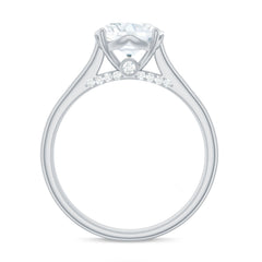 Solitaire Cathedral Engagement Ring with Brilliant Cut Moissanite