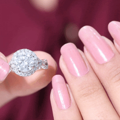 Certified 2 CT Moissanite Criss Cross Engagement Ring with Halo