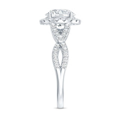 Certified 2 CT Moissanite Criss Cross Engagement Ring with Halo