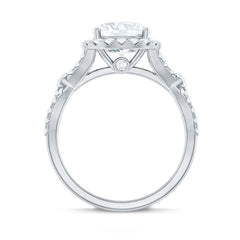 Certified 2 CT Moissanite Criss Cross Engagement Ring with Halo