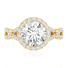 Certified 2 CT Moissanite Criss Cross Engagement Ring with Halo