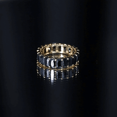 Emerald Cut Black Spinel Eternity Band