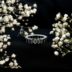 Emerald Cut Black Spinel Eternity Band