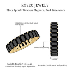 Emerald Cut Black Spinel Eternity Band