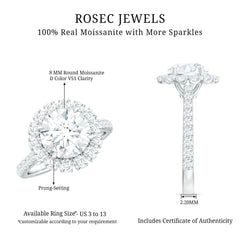 Certified Brilliant Cut Moissanite Halo Engagement Ring