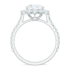 Certified Brilliant Cut Moissanite Halo Engagement Ring