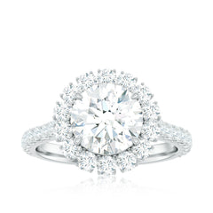 Certified Brilliant Cut Moissanite Halo Engagement Ring