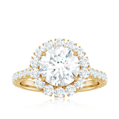 Certified Brilliant Cut Moissanite Halo Engagement Ring