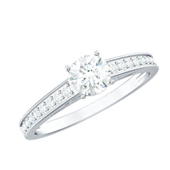 Cubic Zirconia Engagement Ring with Side Stones