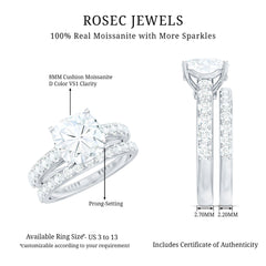 4 CT Prong Set Moissanite Solitaire Engagement Ring with Wedding Band