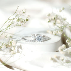 4 CT Prong Set Moissanite Solitaire Engagement Ring with Wedding Band