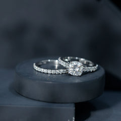 4 CT Prong Set Moissanite Solitaire Engagement Ring with Wedding Band