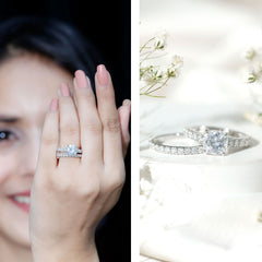 4 CT Prong Set Moissanite Solitaire Engagement Ring with Wedding Band
