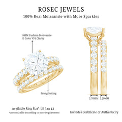 4 CT Prong Set Moissanite Solitaire Engagement Ring with Wedding Band