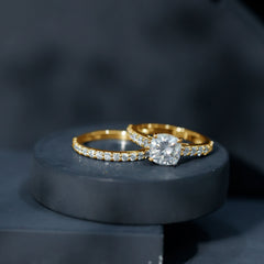 4 CT Prong Set Moissanite Solitaire Engagement Ring with Wedding Band