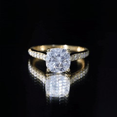 8 MM Cushion Moissanite Cathedral Engagement Ring