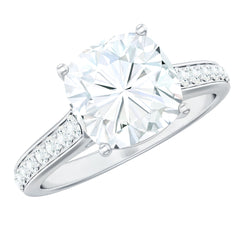 8 MM Cushion Moissanite Cathedral Engagement Ring
