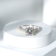 8 MM Cushion Moissanite Cathedral Engagement Ring