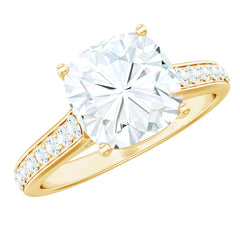 8 MM Cushion Moissanite Cathedral Engagement Ring