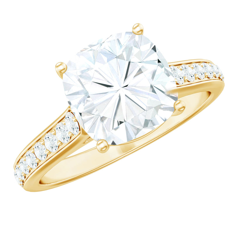 8 MM Cushion Moissanite Cathedral Engagement Ring